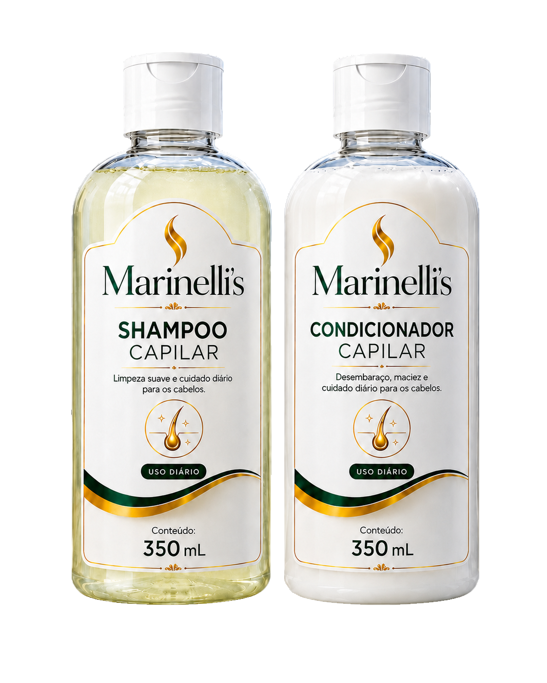 Shampoo e condicionador capilar Marinelli's Linha Essencial
