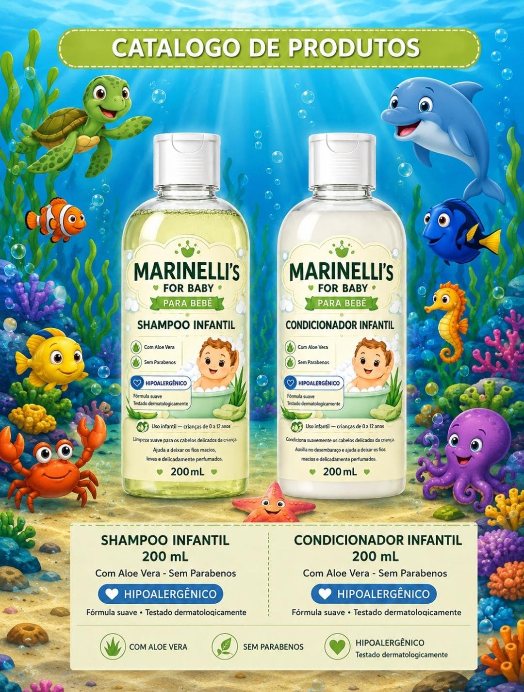 Shampoo Infantil Marinelli's For Baby com Aloe Vera